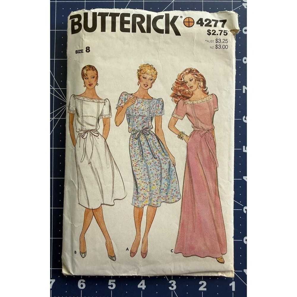 Butterick Pattern 4277 Loose-Fit Pullover Mid-knee Or Evening Length Dress Sz 8